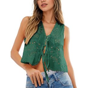 السلام GEALAD WOMENS STEP TOP TRENDY FLORALSEMERED EYELET TIB TOPS TOPS FASHION CROCHET LACE HOLLOW OUT OUT in Kuwait