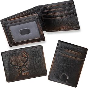 DK86 USA Flag Wallet for Men Slim Rfid Bifold Genuine Leather 2 ID Window With Gift Box (black brown with US flag) in Kuwait