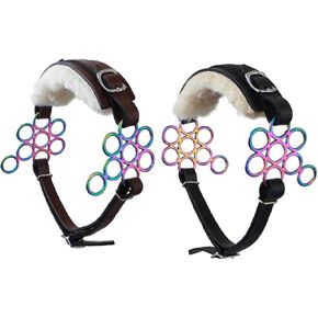 Brown/Black Rainbow Multi Color Hackamore Bitless Horse Bit English Western Adjustable Flower Padded Fur Leather Bridle Equestrian (Brown) in Saudi Arabia