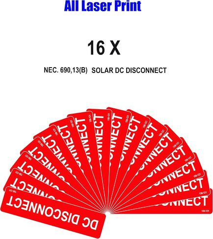PV Solar Label Pack- DC Disconnect -16 X Pack - 4 'x 1' '' in Saudi Arabia