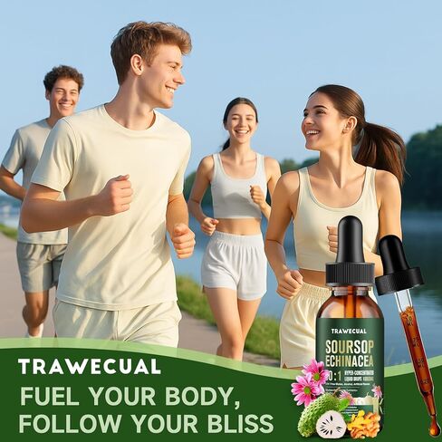 قطرات سائل Soursop Graviola - 5 في 1 مع Echinacea ، الكركم ، VC ، الزنك ، 10: 1 تركيز البيرة على الدعم المناعي ، الصحة الخلوية ودعم مضادات الأكسدة in Kuwait