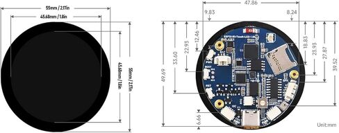32 Bit Round Display Development Board, High Performance Processor, WiFi Bluetooth 5, LCD 360x360 Capacitive Touch, Sound Decoder, 6 Axes Sensor, RTC Sensor, Low Power Consumption in Saudi Arabia