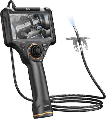 360 Articulating Borescope, 5" Monitor, 6.2mm Industrial Inspection Camera with 4-Way Joystick Articulation and 5.0FT Semi-Rigid Snake Tube, HD Endoscope for Automotive, Pipe & Equipment in Kuwait