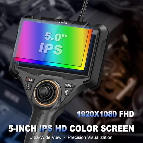 360 Articulating Borescope, 5" Monitor, 6.2mm Industrial Inspection Camera with 4-Way Joystick Articulation and 5.0FT Semi-Rigid Snake Tube, HD Endoscope for Automotive, Pipe & Equipment in Kuwait