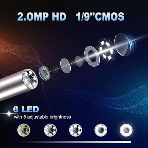 360 Articulating Borescope, 5" Monitor, 6.2mm Industrial Inspection Camera with 4-Way Joystick Articulation and 5.0FT Semi-Rigid Snake Tube, HD Endoscope for Automotive, Pipe & Equipment in Kuwait