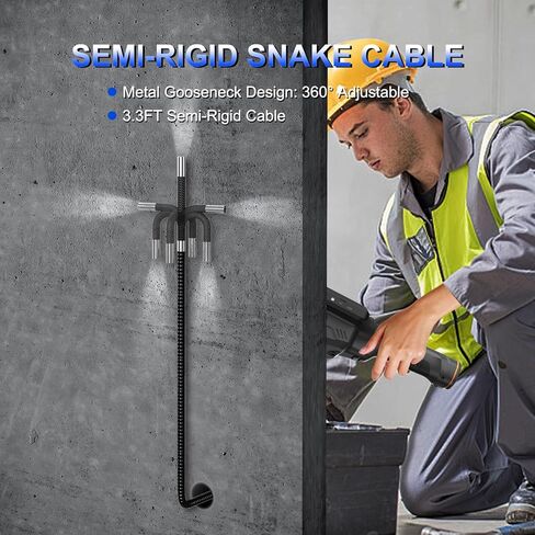 360 Articulating Borescope, 5" Monitor, 6.2mm Industrial Inspection Camera with 4-Way Joystick Articulation and 5.0FT Semi-Rigid Snake Tube, HD Endoscope for Automotive, Pipe & Equipment in Kuwait