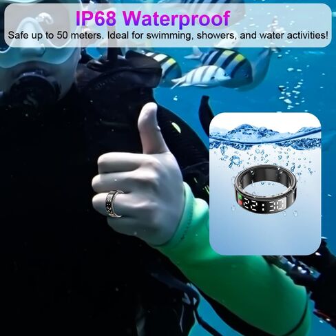 Smart Ring Health Tracker with Display Screen & Touch Button, Bluetooth Connection Health Ring for Women Men, Tracks Heart Rate/Blood Oxygen/Sleep/Steps/Sports Activities, IP68 Waterproof in Saudi Arabia