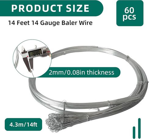 100 Roll Bailing Wire (2mm), 14ft Galvanized Steel Wire Bulk, Bendable Rebar Wires, baling Wires, for Packaging Tie Cardboard, Paper, Textiles, Plastics in Saudi Arabia