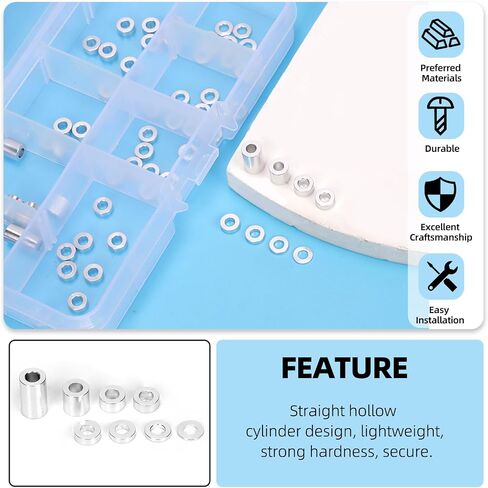 Glarks 65pcs 3.1mm id × 6mm OD x 0.5-10mm L الفواصل الألومنيوم ، أسود 8 أحجام فاصل معدني ، ألومنيوم مستدير للتشطيب المسمار المسمار لبطولة FPV Quadcopter Racing RC Multirotors الأجزاء DIY in Saudi Arabia