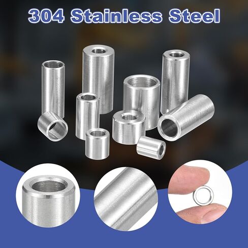 UXCELL 16PCS 304 فاصل الفولاذ المقاوم للصدأ 3/8 "OD X 5/16" id x 1/8 "طول (10x8x3mm) المسمار البوط بلاتبة بلاءات معدنية مستديرة غير مؤثرة للمسامير M8 مسامير وقضبان in Saudi Arabia