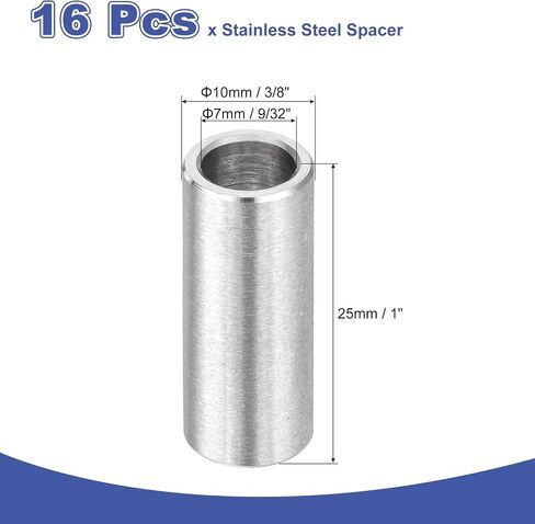 UXCELL 16PCS 304 فاصل الفولاذ المقاوم للصدأ 3/8 "OD X 5/16" id x 1/8 "طول (10x8x3mm) المسمار البوط بلاتبة بلاءات معدنية مستديرة غير مؤثرة للمسامير M8 مسامير وقضبان in Kuwait