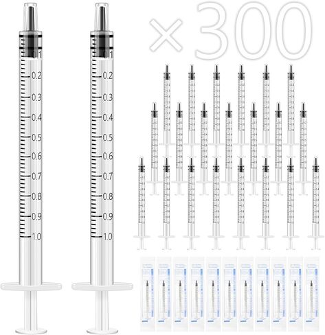 300 Pcs 1ml Plastic Syringe Oral Dispenser Individually Sterile Warpped, No Niddle with Cap Syringe for Pets Oral, Refilling, Measuring or Transfering Tiny Amount of Liquids in Saudi Arabia