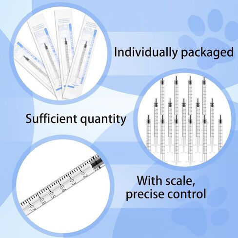 300 Pcs 1ml Plastic Syringe Oral Dispenser Individually Sterile Warpped, No Niddle with Cap Syringe for Pets Oral, Refilling, Measuring or Transfering Tiny Amount of Liquids in Saudi Arabia
