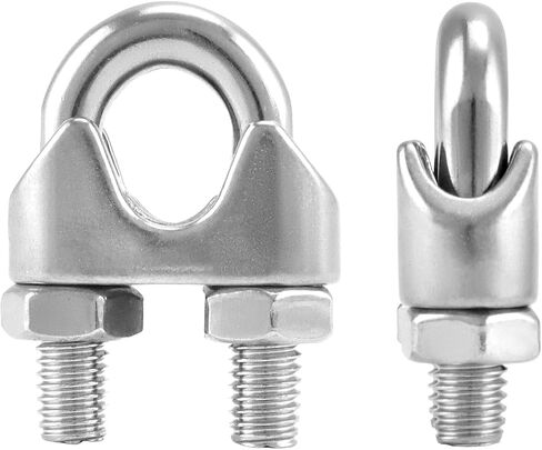 Qwork 3/8 "سلك حبل المشبك مقطع M10 ، 20 حزمة كبيرة u الترباس السرج السقيفة ، 304 المشابك كابل السحرة الفولاذ المقاوم للصدأ ، قم بتوصيل طبقتين من الأسلاك لتشكيل حلقة in Saudi Arabia