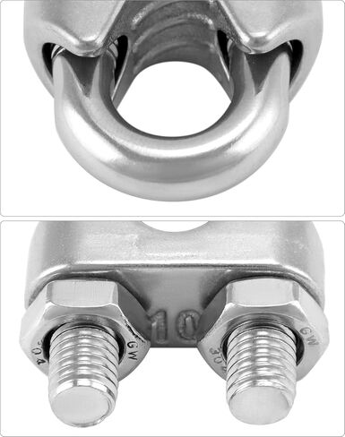 Qwork 3/8 "سلك حبل المشبك مقطع M10 ، 20 حزمة كبيرة u الترباس السرج السقيفة ، 304 المشابك كابل السحرة الفولاذ المقاوم للصدأ ، قم بتوصيل طبقتين من الأسلاك لتشكيل حلقة in Saudi Arabia