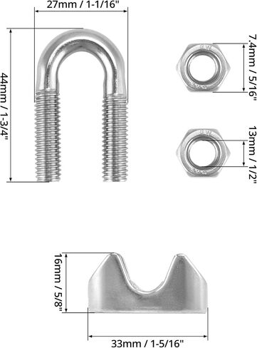 Qwork 3/8 "سلك حبل المشبك مقطع M10 ، 20 حزمة كبيرة u الترباس السرج السقيفة ، 304 المشابك كابل السحرة الفولاذ المقاوم للصدأ ، قم بتوصيل طبقتين من الأسلاك لتشكيل حلقة in Saudi Arabia