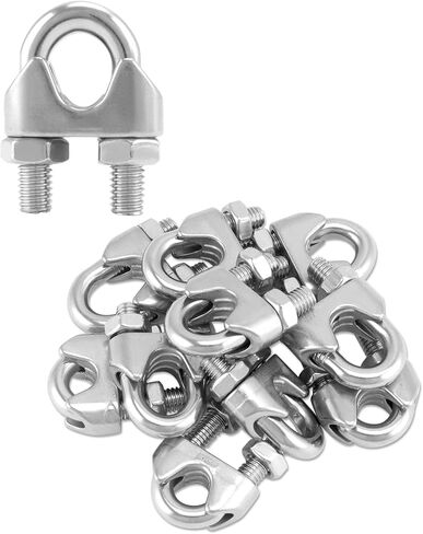 Qwork 3/8 "سلك حبل المشبك مقطع M10 ، 20 حزمة كبيرة u الترباس السرج السقيفة ، 304 المشابك كابل السحرة الفولاذ المقاوم للصدأ ، قم بتوصيل طبقتين من الأسلاك لتشكيل حلقة in Saudi Arabia