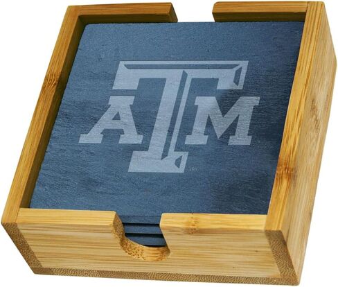 شركة الذاكرة | مرخص في NCAA 4-Pack Team Logo Slate Coaster مع حامل خشبي in Saudi Arabia
