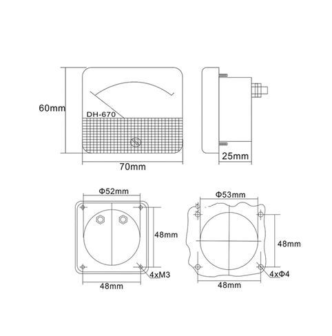 DH-670 Ammeter 70mmx60mm (3a) in Kuwait