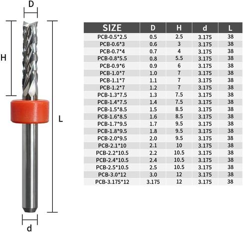 10Pcs 3.175mm 1/8" Shank PCB Corn Teeth End Mill Engraving Bits CNC Router Bits Set Milling Cutter Carbide Milling Tools(2.1mm 10Pcs) in Kuwait