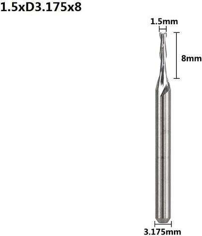 10pcs 3.175 Shank 2 Flute Flat End Mill CNC Router Bit for Wood/Plastic Engraving Carbide Milling Cutter(1.5xD3.175x8) in Saudi Arabia