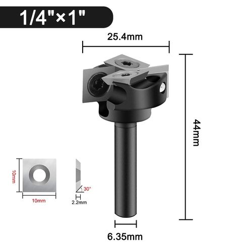 6.35/8/12mm Shank CNC Spoilboard Surfacing Router Bit 2+2-Flutes Wood Planer Bit Insert Carbide Slab Flattening Milling Cutter(6.35X25.4mm no Parts) in Kuwait