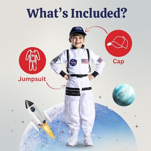 Dress Up America Astronaut Costume for Kids–NASA White Spacesuit for Boys & Girl in Saudi Arabia
