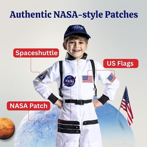 Dress Up America Astronaut Costume for Kids–NASA White Spacesuit for Boys & Girl in Saudi Arabia
