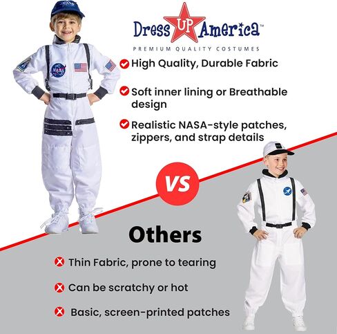 Dress Up America Astronaut Costume for Kids–NASA White Spacesuit for Boys & Girl in Saudi Arabia