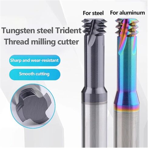 HRC65 Thread Mill Coated Solid Carbide 3 Teeth Miniature Pitch CNC Internal Machining Cutter Tool M3 M4 M5 M6 M8 M10 M12 M20 Tap(23mm) in Saudi Arabia