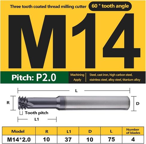 HRC65 Thread Mill Coated Solid Carbide 3 Teeth Miniature Pitch CNC Internal Machining Cutter Tool M3 M4 M5 M6 M8 M10 M12 M20 Tap(23mm) in Saudi Arabia