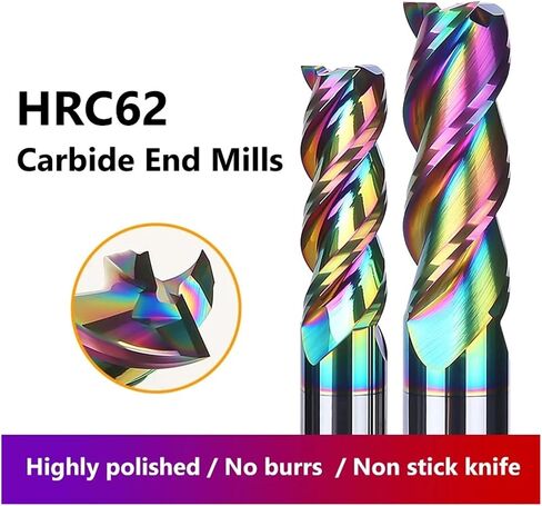HRC62 3 Flute Carbide End Mill Aluminium DLC Paintcoa 1،2،3،4،5،6mm ، 7،8،9،10،12 for fiberglass acrylas copper blastic router bit (12x55x12x150) in Saudi Arabia