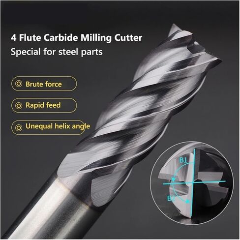 HRC70 CNC Carbide Flat End Mill Tungsten Cutter 4 أداة تصنيع الفولاذ المعدنية الفلوت 4 6 8 12 20 شانك مفتاح التوجيه مربع بت (HRC68،5 PCS_12x30x12x75) in Saudi Arabia