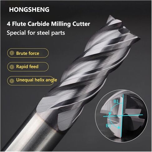 4 Flutes HRC70 Carbide End Mill Metal Steel Tungsten Milling Cutter CNC Machining Router 4 6 8 10 12-20MM Tungsten Metal Cutter(HRC70,5 PCS_9X25X10X75) in Saudi Arabia