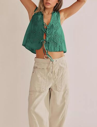السلام GEALAD WOMENS STEP TOP TRENDY FLORALSEMERED EYELET TIB TOPS TOPS FASHION CROCHET LACE HOLLOW OUT OUT in Saudi Arabia
