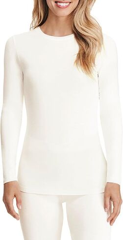 Cuddl Duds Toftwear Women's Women With Stretch Long Sleeve Crew Neck Top -Top -doy مع تصنيع ناعم ، ملاءمة على تعطيل الجسم ، بلوز فستان ، كبير in Kuwait
