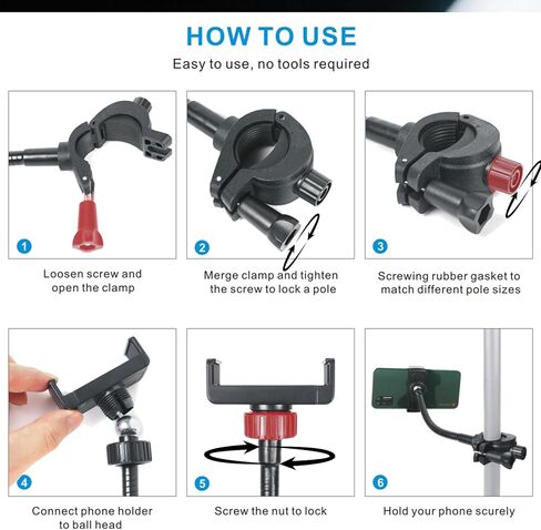 Mic Stand Phone Holder, Flexible Phone Holder for Microphone Stand, Flexible Phone Mount for Microphone Music Stand, Adjustable Holder for iPhone Samsung Any Smartphones (Mic-Long) in Kuwait