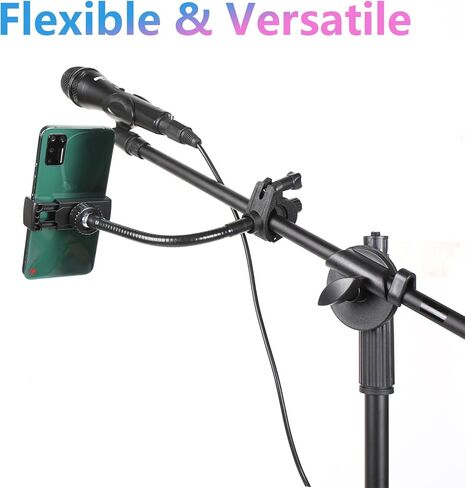 Mic Stand Phone Holder, Flexible Phone Holder for Microphone Stand, Flexible Phone Mount for Microphone Music Stand, Adjustable Holder for iPhone Samsung Any Smartphones (Mic-Long) in Kuwait