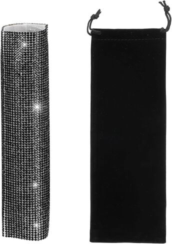 MECCANIXITY White Mic Handle Cover, Rhinestones Microphone Handle for Most Universal Wireless Microphones, Mic Not Included(with Black Velvet Bag) in Saudi Arabia