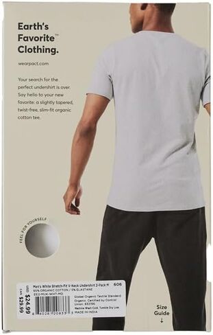 Pact Men's Organic Cotton Fabric Stretch-Fit V-Neck Undershirt 2-Pack in Saudi Arabia