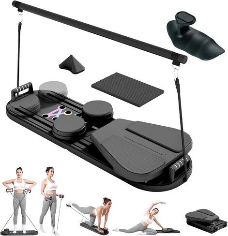 Pilates Board Performer Premium 15-in-1 قابلة للطي-العرض الرقمي للمنزل المنزلي المحمول ، نطاقات المقاومة ، لوحة التوازن وجهاز التوقيت-مثالي لعلاج ABS والتمرين الأساسي والجسم الكامل للنساء in Saudi Arabia