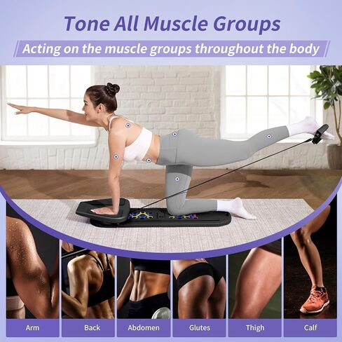 Pilates Board Performer Premium 15-in-1 قابلة للطي-العرض الرقمي للمنزل المنزلي المحمول ، نطاقات المقاومة ، لوحة التوازن وجهاز التوقيت-مثالي لعلاج ABS والتمرين الأساسي والجسم الكامل للنساء in Saudi Arabia