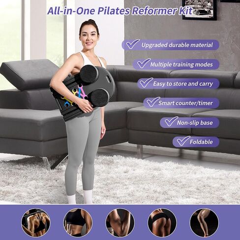 Pilates Board Performer Premium 15-in-1 قابلة للطي-العرض الرقمي للمنزل المنزلي المحمول ، نطاقات المقاومة ، لوحة التوازن وجهاز التوقيت-مثالي لعلاج ABS والتمرين الأساسي والجسم الكامل للنساء in Saudi Arabia