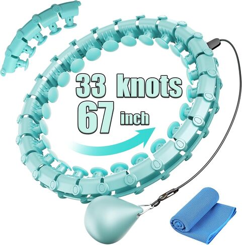 Coolboss مرجحة تمرين هولا دائرة 33 عقدة اللانهاية hoola fit hoop بالإضافة إلى الحجم لفقدان وزن البالغين - حلقة الخصر التمرين الذكية ، قابلة للفصل والتعديل المعدات الصامتة المركبة السايان in Kuwait