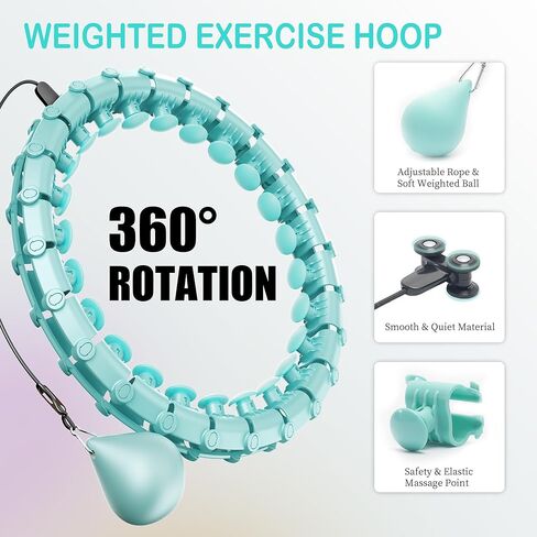 Coolboss مرجحة تمرين هولا دائرة 33 عقدة اللانهاية hoola fit hoop بالإضافة إلى الحجم لفقدان وزن البالغين - حلقة الخصر التمرين الذكية ، قابلة للفصل والتعديل المعدات الصامتة المركبة السايان in Kuwait