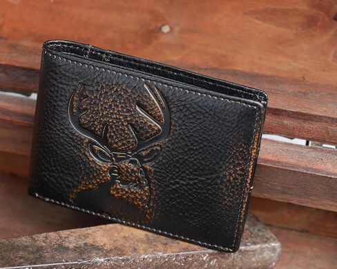 DK86 USA Flag Wallet for Men Slim Rfid Bifold Genuine Leather 2 ID Window With Gift Box (black brown with US flag) in Kuwait