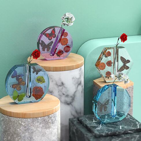 GSHLLO 8 Pcs Clear Test Tubes Hydroponic Glass Tube Floral Water Tubes House Plant Propagation Test Tubes Resin Vase Model Test Tube Liquid Storage Tubes Science Experiment Tubes in Saudi Arabia