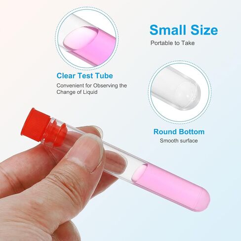 PATIKIL Test Tubes Set, 50Pcs 150x15mm Plastic Clear Round Bottom Test Tube Containers with Stopper and Funnel for Bead Party Candy Bath Salt Storage Scientific Experiment Prop, Red in Saudi Arabia