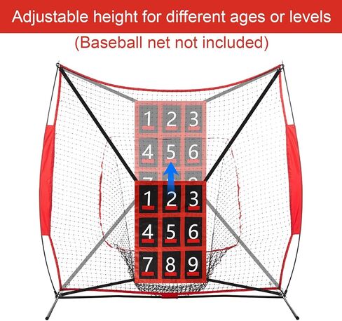 Waterproof Adjustable Baseball Strike Zone Target Net, 26.8x19.3in Numbered Softball 9 Hole Pitching Trainers with Numbers Sports Equipment Accessories Supplies for Training in Saudi Arabia