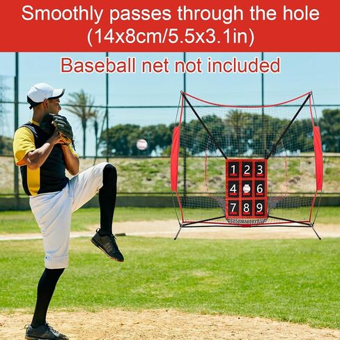 Waterproof Adjustable Baseball Strike Zone Target Net, 26.8x19.3in Numbered Softball 9 Hole Pitching Trainers with Numbers Sports Equipment Accessories Supplies for Training in Saudi Arabia
